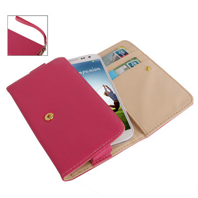 Wallet Style Litchi Texture Leather Case with Credit Card Slot & Lanyard for Galaxy S IV / i9500(Magenta)