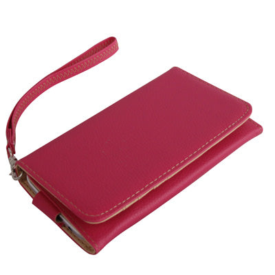 Wallet Style Litchi Texture Leather Case with Credit Card Slot & Lanyard for Galaxy S IV / i9500(Magenta)