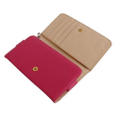 Wallet Style Litchi Texture Leather Case with Credit Card Slot & Lanyard for Galaxy S IV / i9500(Magenta)