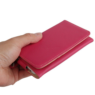 Wallet Style Litchi Texture Leather Case with Credit Card Slot & Lanyard for Galaxy S IV / i9500(Magenta)