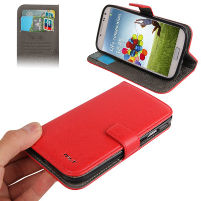 Cross Texture Horizontal Flip Leather Case with Credit Card Slots & Holder for Galaxy S IV / i9500
