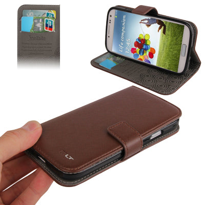 Cross Texture Horizontal Flip Leather Case with Credit Card Slots & Holder for Galaxy S IV / i9500