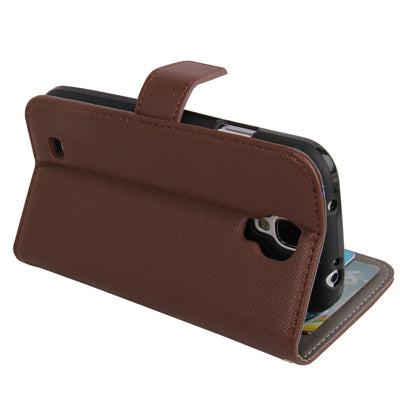 Cross Texture Horizontal Flip Leather Case with Credit Card Slots & Holder for Galaxy S IV / i9500