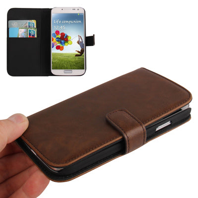 Horizontal Flip Magnetic Buckle Leather Case with Credit Card Slots & Holder for Galaxy S IV / i9500