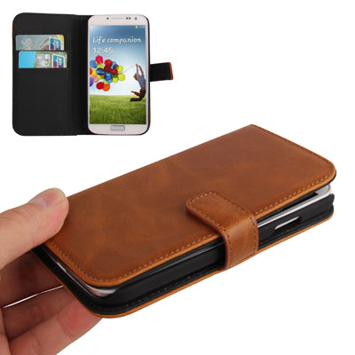 Horizontal Flip Magnetic Buckle Leather Case with Credit Card Slots & Holder for Galaxy S IV / i9500