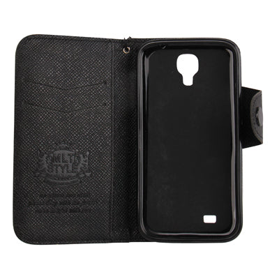 Pure Color Magnetic Buckle Leather Case with Credit Card Slots & Lanyard for Galaxy S IV / i9500