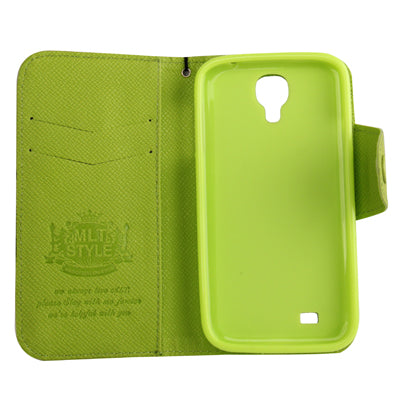 Pure Color Magnetic Buckle Leather Case with Credit Card Slots & Lanyard for Galaxy S IV / i9500
