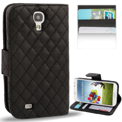 Plaid Texture Flip Soft Leather Case with Credit Card Slots & Holder for Galaxy S IV / i9500