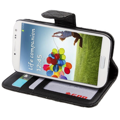 Plaid Texture Flip Soft Leather Case with Credit Card Slots & Holder for Galaxy S IV / i9500