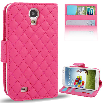 Plaid Texture Flip Soft Leather Case with Credit Card Slots & Holder for Galaxy S IV / i9500