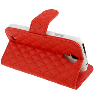 Plaid Texture Flip Soft Leather Case with Credit Card Slots & Holder for Galaxy S IV / i9500