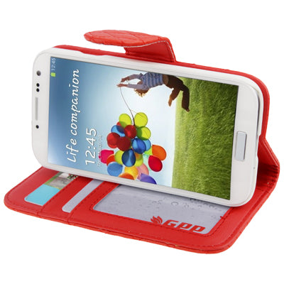 Plaid Texture Flip Soft Leather Case with Credit Card Slots & Holder for Galaxy S IV / i9500