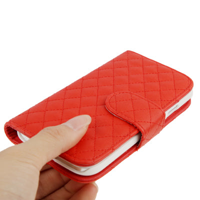 Plaid Texture Flip Soft Leather Case with Credit Card Slots & Holder for Galaxy S IV / i9500