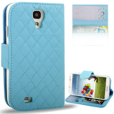 Plaid Texture Flip Soft Leather Case with Credit Card Slots & Holder for Galaxy S IV / i9500