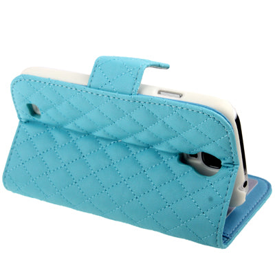 Plaid Texture Flip Soft Leather Case with Credit Card Slots & Holder for Galaxy S IV / i9500