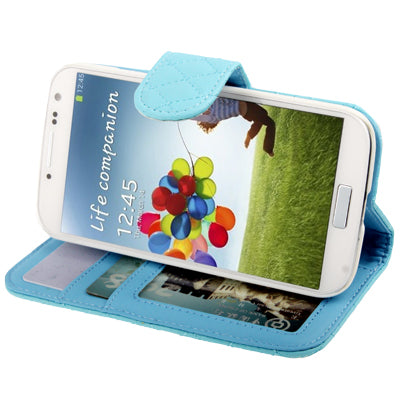 Plaid Texture Flip Soft Leather Case with Credit Card Slots & Holder for Galaxy S IV / i9500