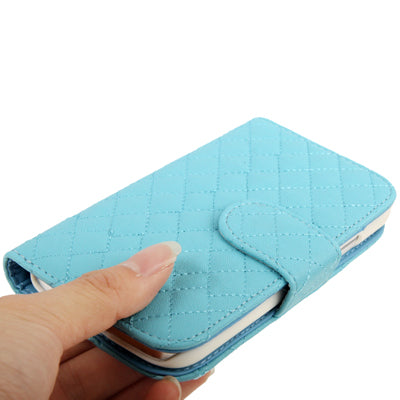 Plaid Texture Flip Soft Leather Case with Credit Card Slots & Holder for Galaxy S IV / i9500