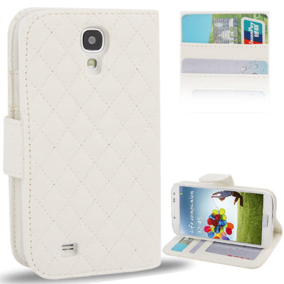 Plaid Texture Flip Soft Leather Case with Credit Card Slots & Holder for Galaxy S IV / i9500