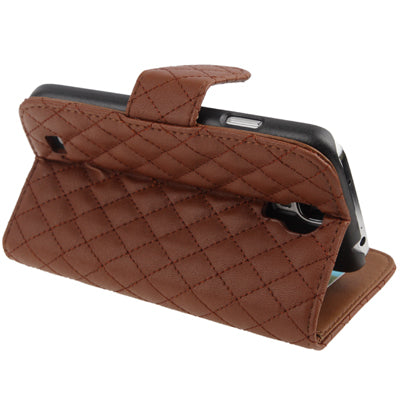 Plaid Texture Flip Soft Leather Case with Credit Card Slots & Holder for Galaxy S IV / i9500
