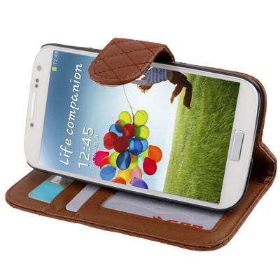 Plaid Texture Flip Soft Leather Case with Credit Card Slots & Holder for Galaxy S IV / i9500