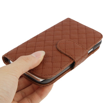 Plaid Texture Flip Soft Leather Case with Credit Card Slots & Holder for Galaxy S IV / i9500