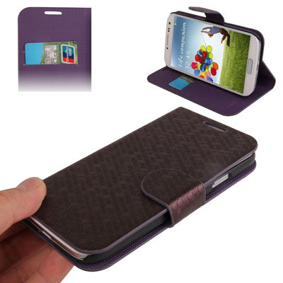 Honeycomb Style Leather Case with Credit Card Slots & Holder for Galaxy S IV / i9500