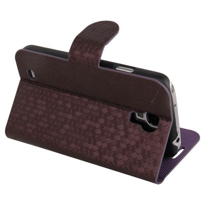 Honeycomb Style Leather Case with Credit Card Slots & Holder for Galaxy S IV / i9500