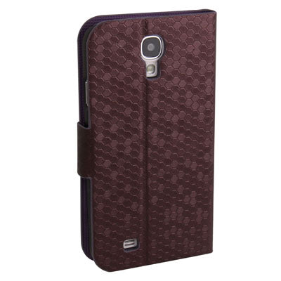 Honeycomb Style Leather Case with Credit Card Slots & Holder for Galaxy S IV / i9500