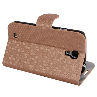 Honeycomb Style Leather Case with Credit Card Slots & Holder for Galaxy S IV / i9500