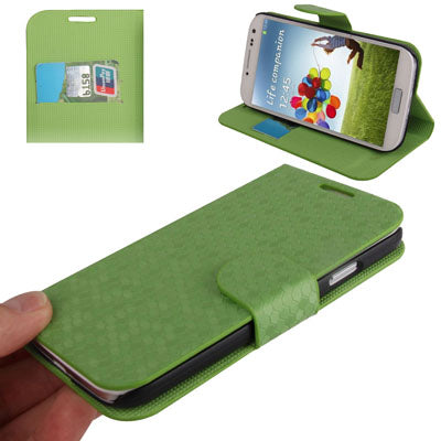 Honeycomb Style Leather Case with Credit Card Slots & Holder for Galaxy S IV / i9500