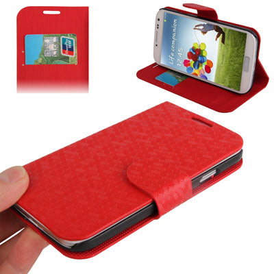 Honeycomb Style Leather Case with Credit Card Slots & Holder for Galaxy S IV / i9500
