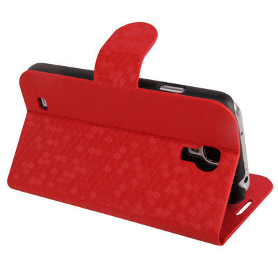 Honeycomb Style Leather Case with Credit Card Slots & Holder for Galaxy S IV / i9500