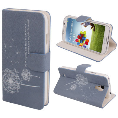 Taraxacum Pattern Horizontal Flip Leather Case with  Holder for Galaxy S IV / i9500