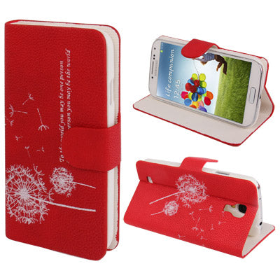Taraxacum Pattern Horizontal Flip Leather Case with  Holder for Galaxy S IV / i9500
