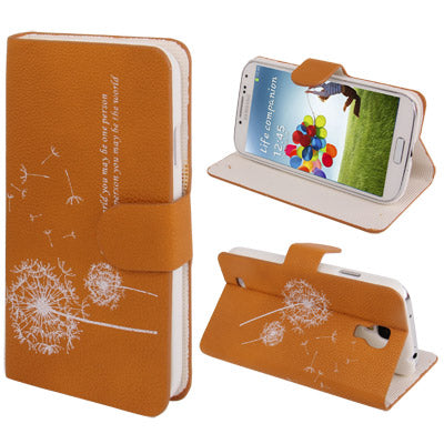 Taraxacum Pattern Horizontal Flip Leather Case with  Holder for Galaxy S IV / i9500