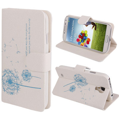 Taraxacum Pattern Horizontal Flip Leather Case with  Holder for Galaxy S IV / i9500