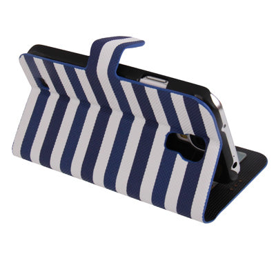 2-color Series Striped Pattern Leather Case with Credit Card Slots & Holder for Galaxy S IV / i9500