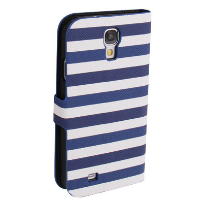 2-color Series Striped Pattern Leather Case with Credit Card Slots & Holder for Galaxy S IV / i9500