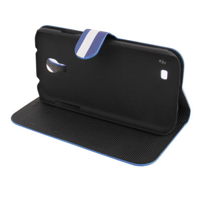2-color Series Striped Pattern Leather Case with Credit Card Slots & Holder for Galaxy S IV / i9500