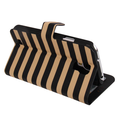 2-color Series Striped Pattern Leather Case with Credit Card Slots & Holder for Galaxy S IV / i9500