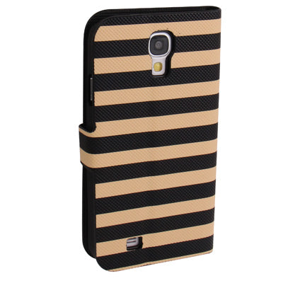 2-color Series Striped Pattern Leather Case with Credit Card Slots & Holder for Galaxy S IV / i9500