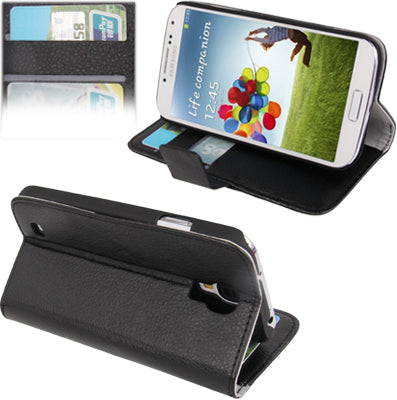 Lichi Texture Horizontal Flip Leather Case with Credit Card Slots & Holder for Galaxy S IV / i9500(Black)