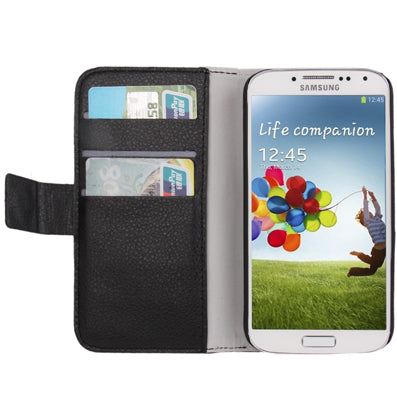 Lichi Texture Horizontal Flip Leather Case with Credit Card Slots & Holder for Galaxy S IV / i9500(Black)