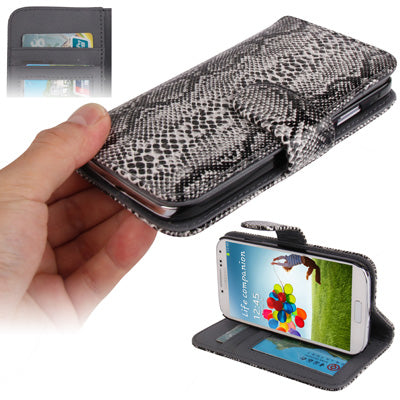 Snakeskin Texture Horizontal Flip Leather Case with Credit Card Slots & Holder for Galaxy S IV / i9500
