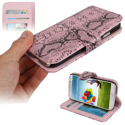 Snakeskin Texture Horizontal Flip Leather Case with Credit Card Slots & Holder for Galaxy S IV / i9500
