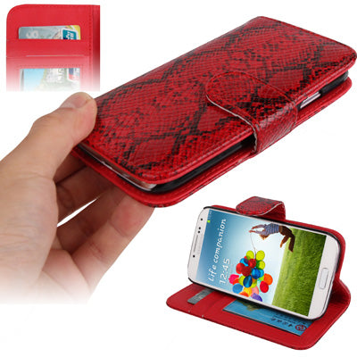 Snakeskin Texture Horizontal Flip Leather Case with Credit Card Slots & Holder for Galaxy S IV / i9500
