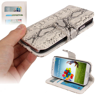 Snakeskin Texture Horizontal Flip Leather Case with Credit Card Slots & Holder for Galaxy S IV / i9500