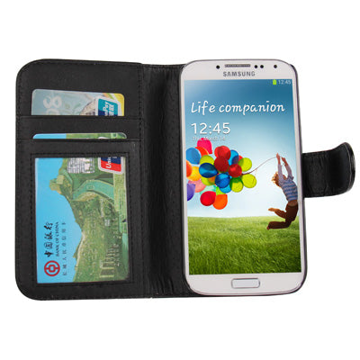 Snakeskin Texture Horizontal Flip Leather Case with Credit Card Slots & Holder for Galaxy S IV / i9500(Black)