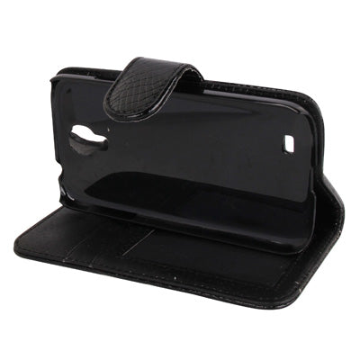 Snakeskin Texture Horizontal Flip Leather Case with Credit Card Slots & Holder for Galaxy S IV / i9500(Black)