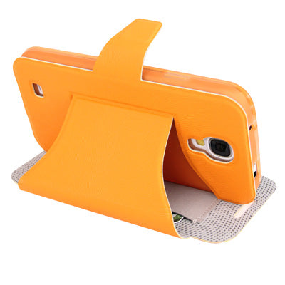 Natural Texture Horizontal Flip Leather with Credit Card Slots & Holder for Galaxy S IV / i9500